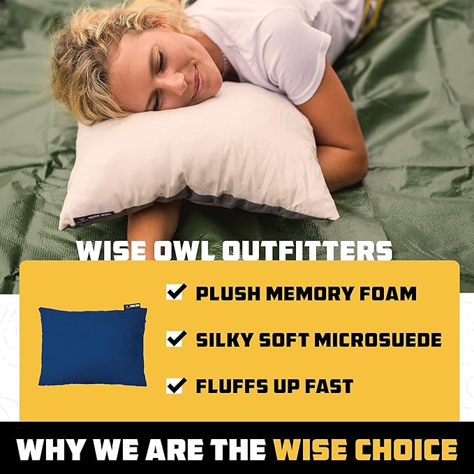 Wise Owl Outfitters Camping Pillow – Memory Foam Travel Pillow - Image 5