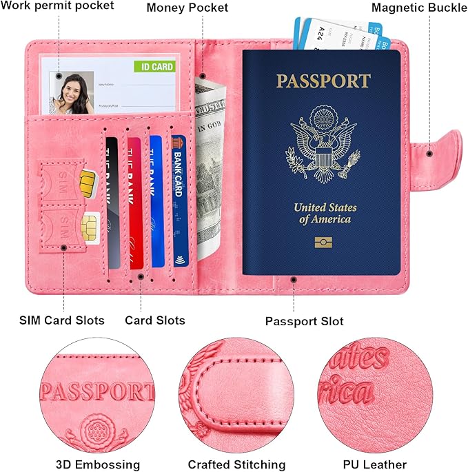 Herain Passport Holder for Travel Cruise Essentials, RFID Passports Book Card - Image 4