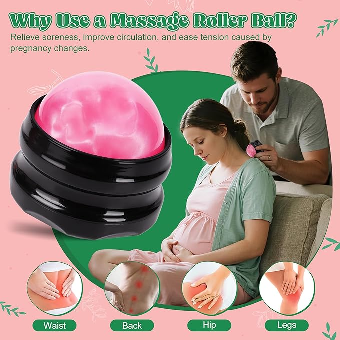 Arrozon 2 Pcs Labor Comb & Massage Roller Ball Kit, Birthing Pregnancy and Hospital Bag Must Haves, PostPartum Home Delivery Essentials, Wooden Birth Comb Pain Relief Baby Shower Gifts for Mom