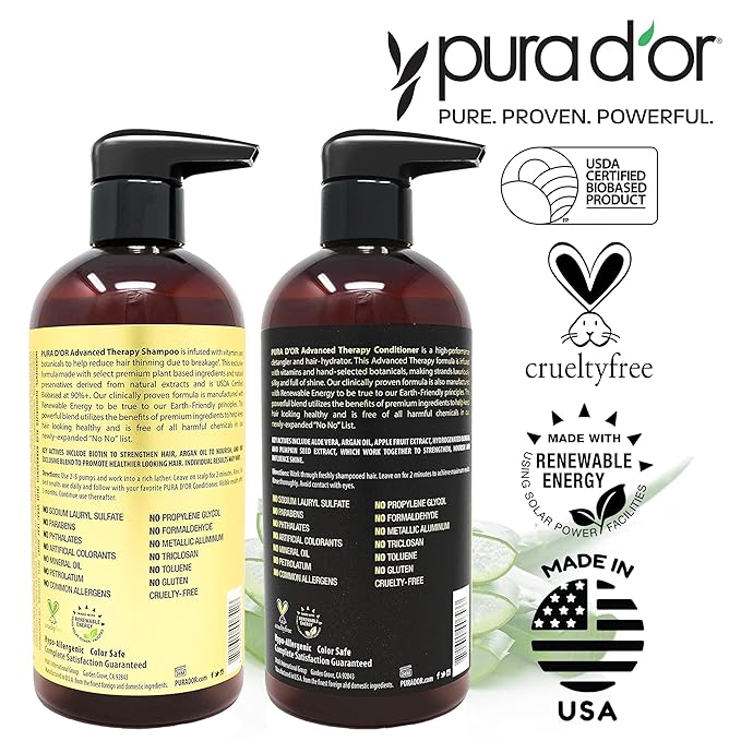 PURA D'OR Advanced Therapy Biotin Shampoo & Conditioner Hair Care Set - Image 5