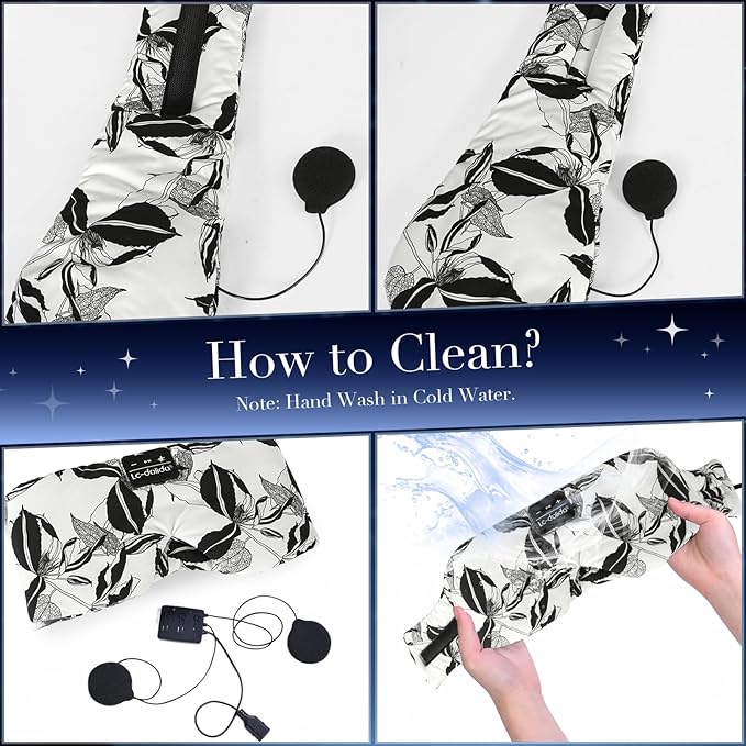LC-dolida Sleep Mask with Bluetooth Headphones, Extra Large Silk Eye Mask - Image 7