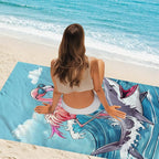 WZOMT Microfiber Flamingo Beach Towel Oversized, Funny Flamingo Riding A Shark - Image 7