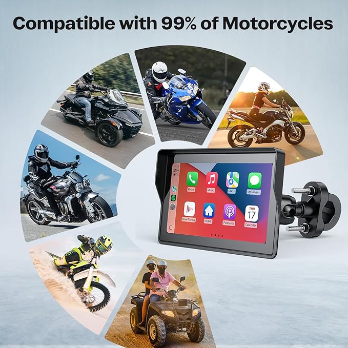 WonVon 5 Inch Motorcycle Carplay GPS Navigation System - Image 8