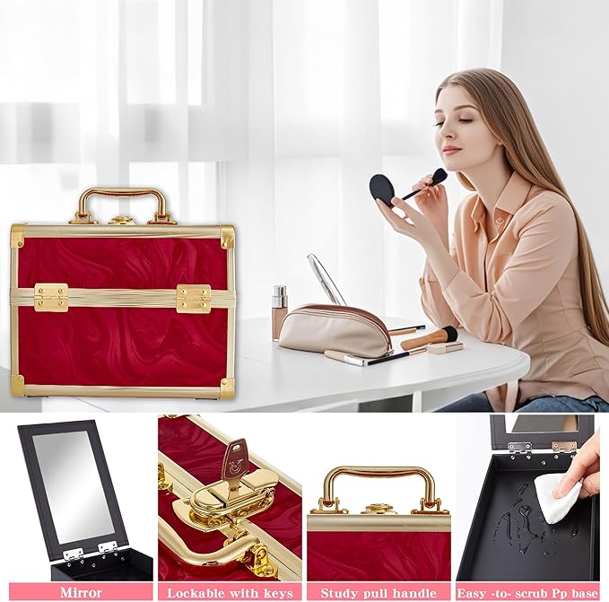 Makeup Train Case, Portable Makeup Case - Image 6