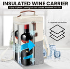 Insulated Wine Bag Cooler – Beige and Gray, Holds 4 Bottles, Wine Opener - Image 3