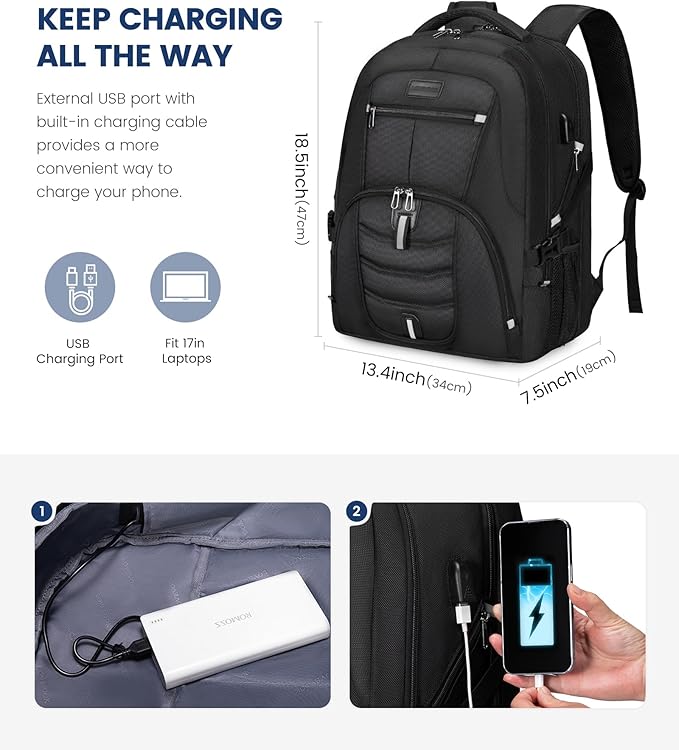 LOVEVOOK Travel Laptop Backpack Waterproof Anti Theft - Image 3
