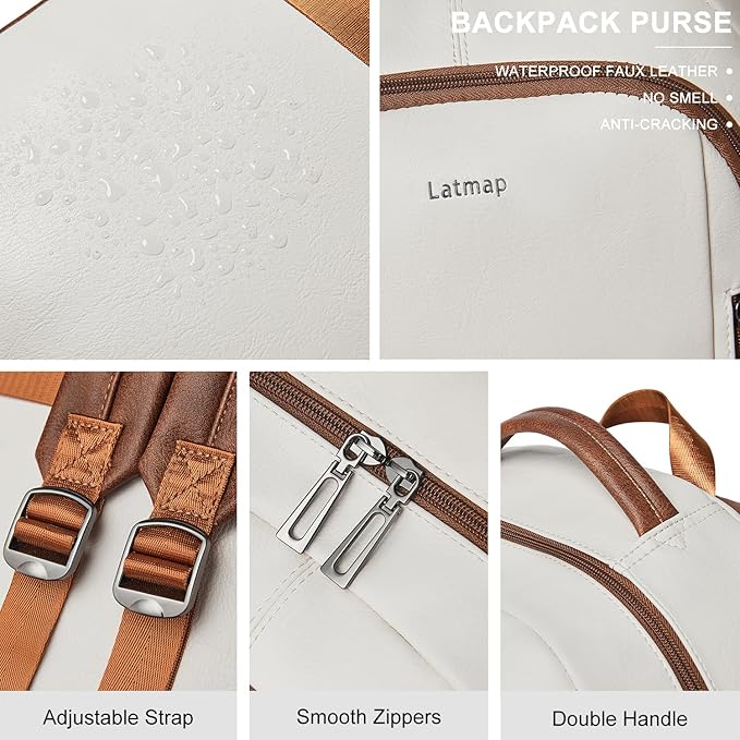 30L Business Laptop Backpack for Women Men, Travel Work Backpack Purse Faux - Image 4