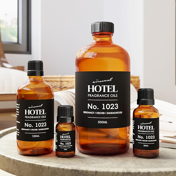AirScent Hotel Diffuser Oil No. 1023 Inspired by The Baccarat Hotel Scent - Love Affair Fragrance Oil for Ultrasonic and Waterless Diffusers and Crafting - 10 mL, 0.34 fl oz Glass Bottle with Dropper