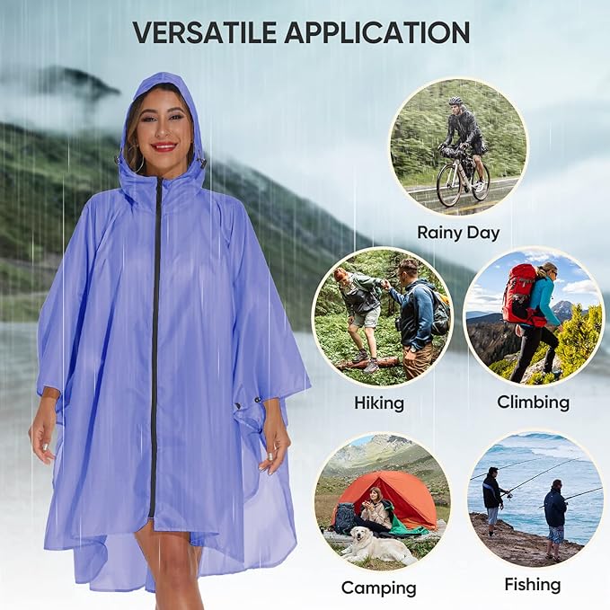 PTEROMY Hooded Rain Poncho for Adult - Image 7