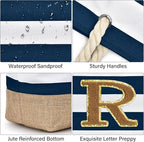 Becokan Beach Bag Initial Beach Tote - Image 2