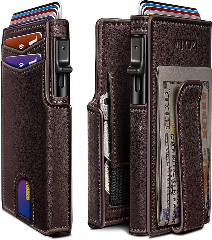 Men Wallet, with Money Clip Coins Pocket ID Window, Slim Front Pocket RFID by Miyozi