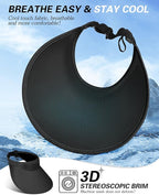 Sun Visor Hats for Women, UPF50+ Wide Brim Sun Hats Adjustable Foldable Beach - Image 3