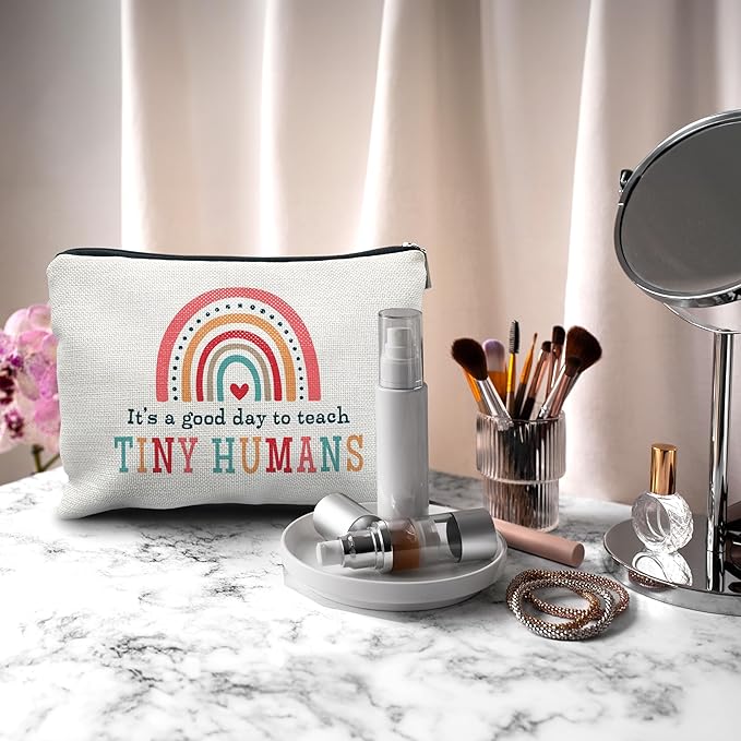 Nogrit Teacher Makeup Bag: 'It's a Good Day to Teach' Tiny Humans Teachers Gift Bag