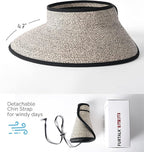 FURTALK Sun Hats for Women Wide Brim Beach Hat Straw Visor Ponytail Summer UV - Image 3