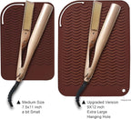 12" X 9" Large Heat Resistant Silicone Mat for Hair Styling Tools, Curling Iron Mat, Flat Iron Holder, Hair Straightener Pad, Makeup Mat, Hot Tools Mat for Travel Vanity Salon - Mocha Brown