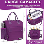 Purple Lunch Box for Women Insulated Lunch Bag Fits Bento Boxes, Snack and Foods - Image 2