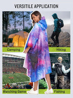 SaphiRose Extra Thick Hooded Rain Poncho Double Layer Waterproof Raincoat Jacket - Image 6