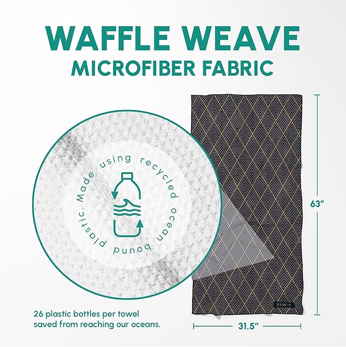SUN'Y Waffle Microfiber Beach Towel – Sand Free, Quick Dry, Ultra Absorbent - Image 3