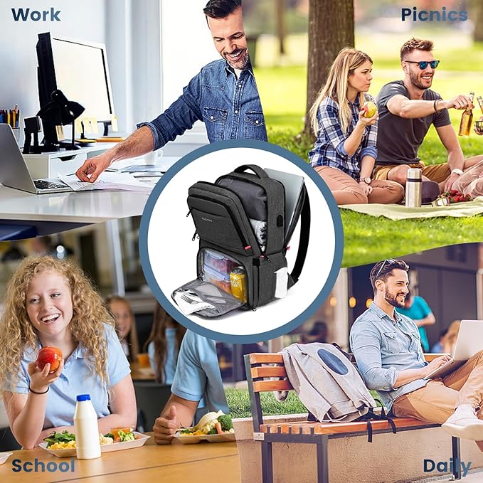Lunch Backpack, 17.3 Inch Large Lunch Backpack Insulated Cooler Bag Travel - Image 6