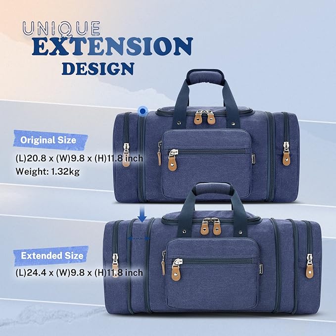 Gonex Canvas Duffle Bag for Travel 50L Expandable Duffel Weekend Overnight Bag - Image 9