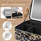 Large Travel Makeup Bag with LED Mirror, 3-Color Stepless Dimming Stand Mirror - Image 6