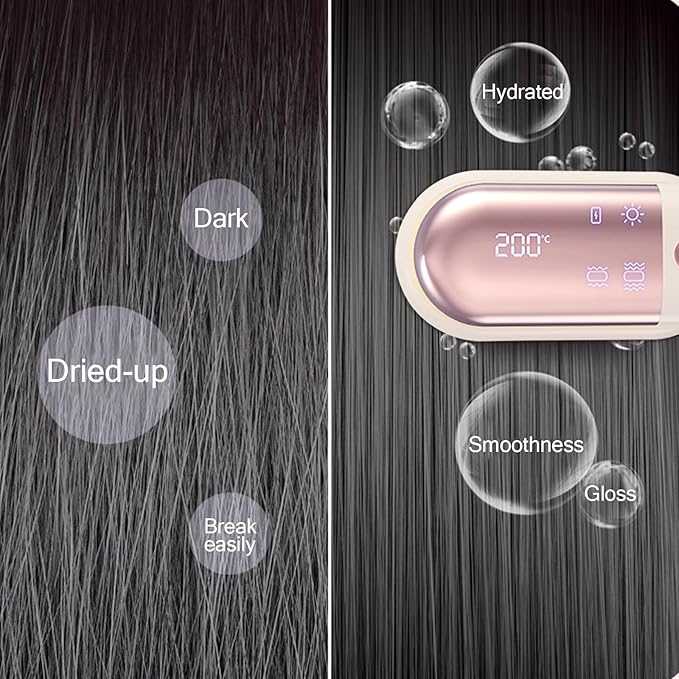Cordless Hair Straightener Brush Minor Hair Straightening Brush Portable Travel Tool LCD Display Rechargeable Lightweight Anti-Scald Heated Styling Appliances for Effortless Sleek Hair (White)