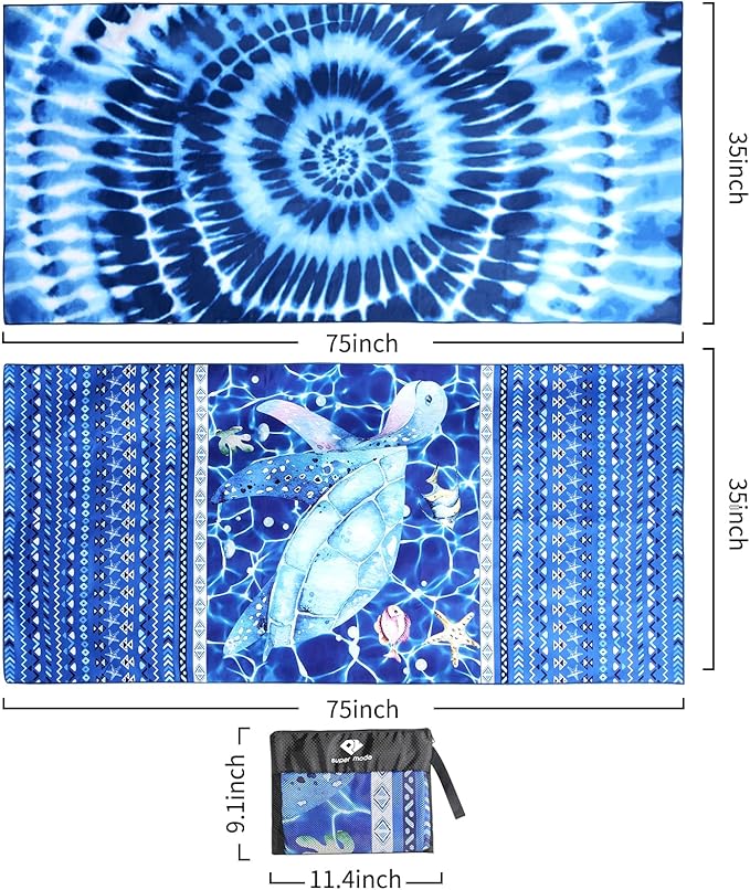 2 Pack Microfiber Beach Towel, Sand-Free Quick Drying Camping Super Absorbent - Image 5