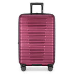Boren Expandable Hardside Rugged Travel Luggage with 8 Spinner Wheels (Checked-Medium 26-Inch, No USB Port / Metallic Red)