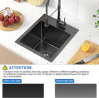 13 x 15 inch Drop in Bar Sink Black, Small Topmount Kitchen Sink Single Bowl 18 - Image 2