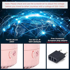 Aima Beauty Worldwide Travel Hair Dryer Brush 110V-240V Dual Voltage Blow Dryer Brush Hot Air Brush with Oval Barrel 360° Hot Airflow, Negative Ionic Frizz-Free Drying/Straightening/Voluming, Pink
