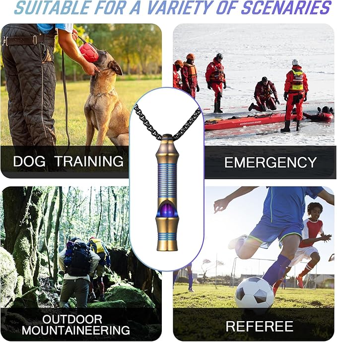 TISUR Titanium Emergency Whistle, EDC Safety Whistles Necklace Loud up to 120db - Image 6