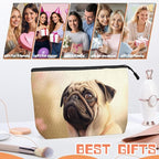 Cosmetic Bags Travel Makeup Toilet Case Waterproof Pouch for Women Girls 6.7X9.45inches - Pug Dog With A Pensive Expression