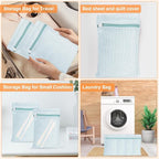 4 Piece Blue Small, Durable Organic Cotton Mesh Laundry Bag - Image 6