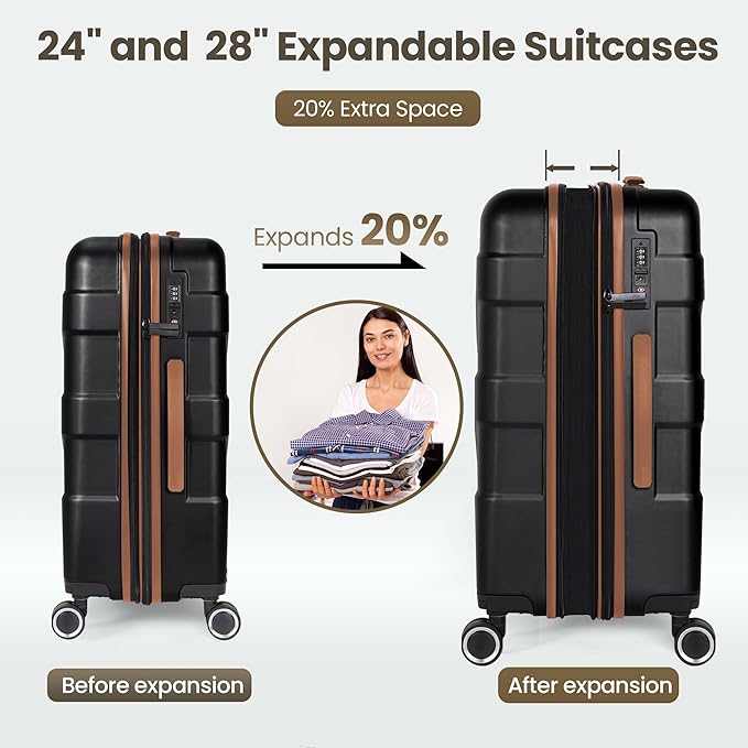 Luggage Sets 3 Piece with Spinner Wheel, Hardside Suitcase Set with TSA Lock - Image 4