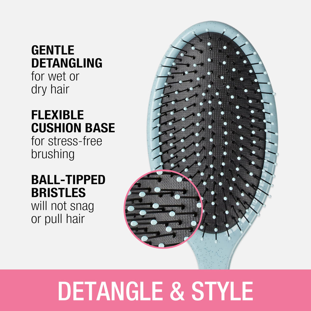 Detangling Hair Brush Set (Pink, Blue, Silver / 3 Count Full Size)