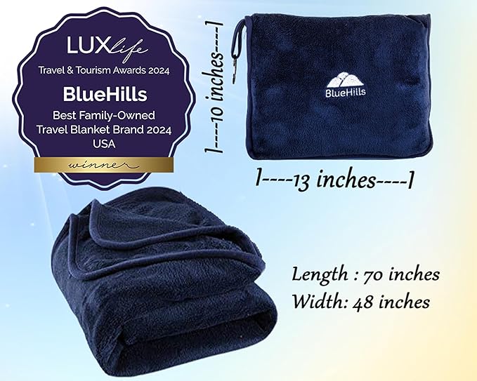 BlueHills Premium Soft Long Travel Blanket Pillow - Image 3
