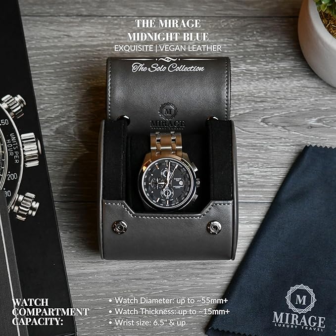 Single Watch Roll Case Watch Travel Case Box 1 Watch Display Case Slate Gray - Image 2