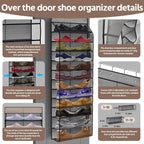 12 Pocket Over the Door Shoe Organizer, Reusable Breathable Large Mesh Bag - Image 2