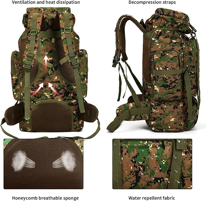 Hiking Backpack for Men 70L/100L Camping Backpack Military Rucksack Molle 3 - Image 4