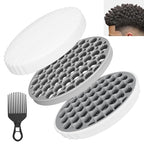 PARAO-Silicone Curling Brush,Magic Wave Afro Comb,Two Sides InterchangeTwist Tool,Hair Curler Brush For Men Women Boy Girl,2-Piece Set（Gray）