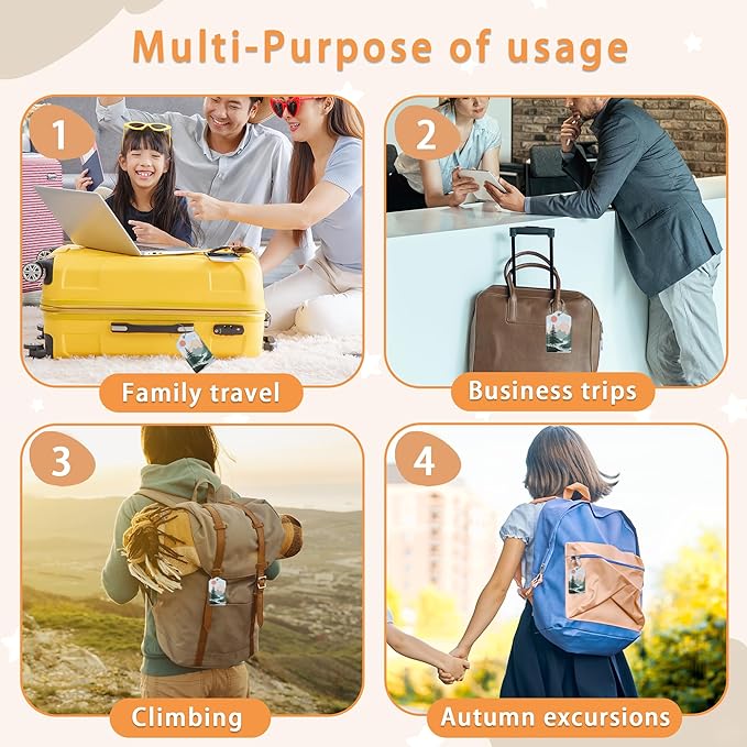 3 Pcs Luggage Tag for Suitcases, Mountain and Tree Sunset Landscape Leather - Image 7