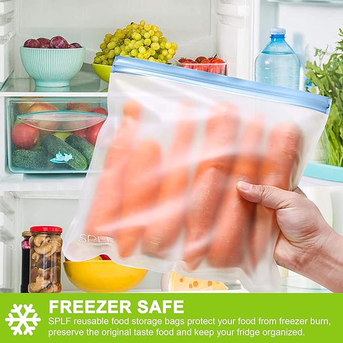 SPLF 12 Pack Dishwasher Safe Reusable Snack Bags, BPA Free Storage Bags - Image 5