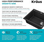 KRAUS Bellucci 25-inch Granite Workstation Drop In Top Mount Single Bowl - Image 15