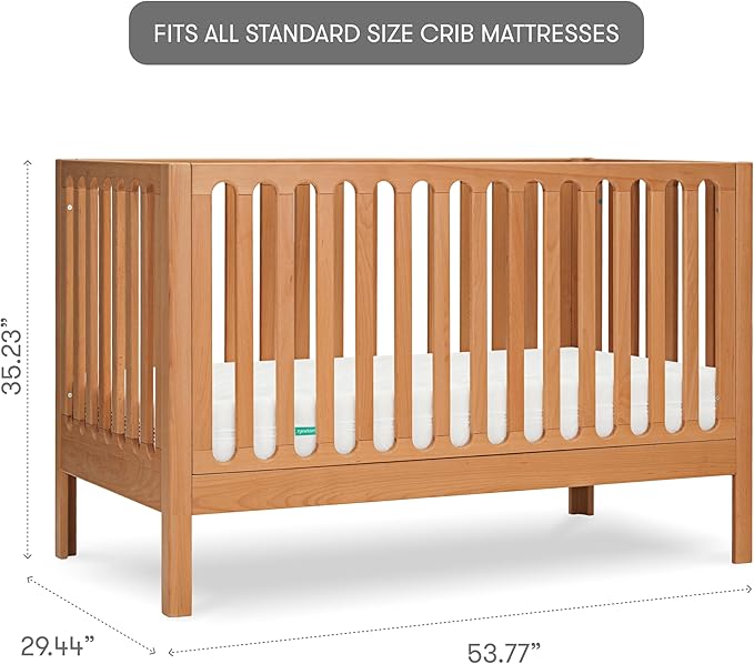 Newton Baby Galileo Standard Crib, Solid Beech Wood in Chestnut Color, 3-in-1 - Image 3