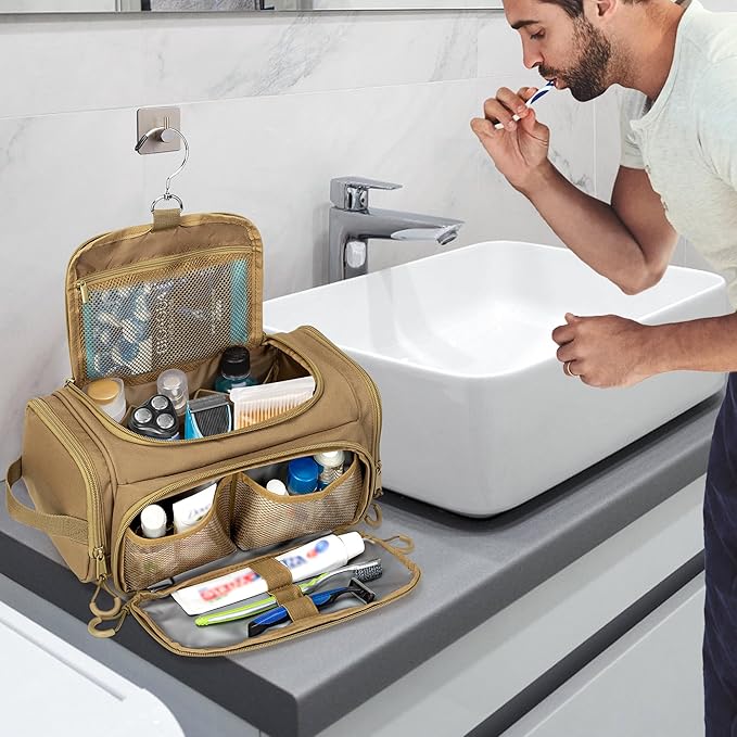 Tactical Toiletry Bag for Men, Hanging Hygiene Bag, Travel Dopp Kit Organizer - Image 8