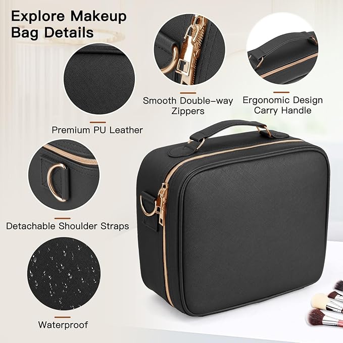 Travel Makeup Bag with LED Mirror, Cosmetic Bags - Image 4