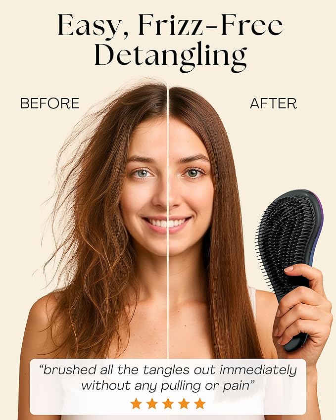 Lily England Hair Brushes for Women with Flexible Bristles - Pain-Free Detangler Brush for Curly, Thick, Straight & Natural Hair - Gentle Hairbrush for Women - Petrol Color