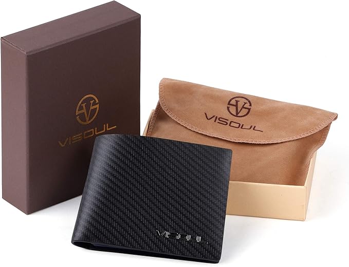 VISOUL Leather Mens Bifold RFID Blocking Wallet - Image 7