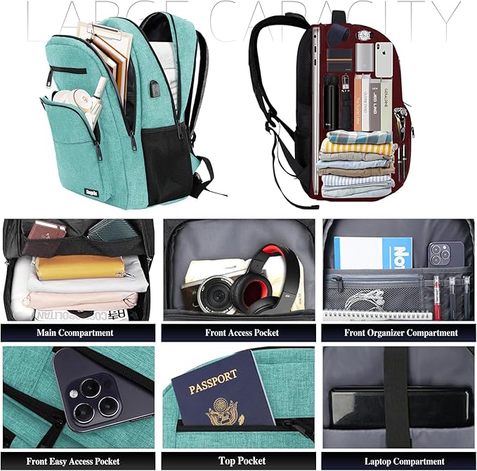 Backpack for Women Men, School Backpack for Boys Girls Teens, 15.6 Inch Laptop - Image 2