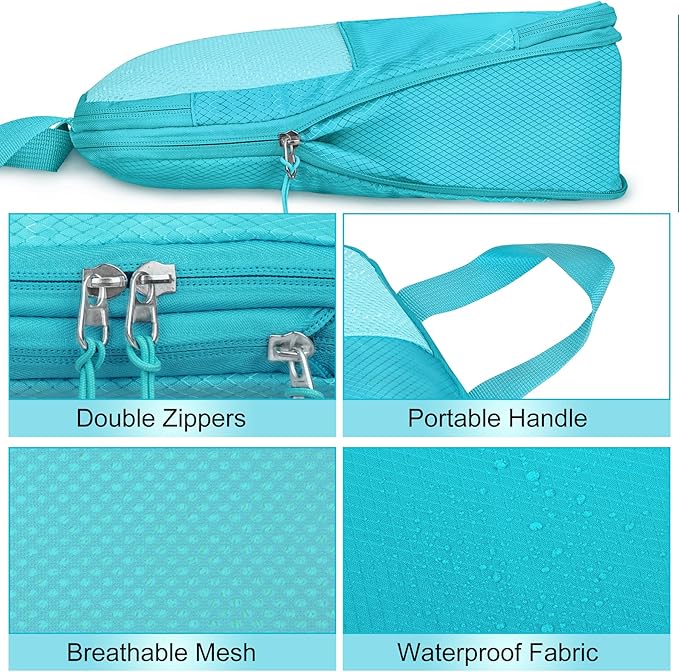 8 Set Compression Packing Cubes Travel, Lightweight Expandable Travel Cubes - Image 5